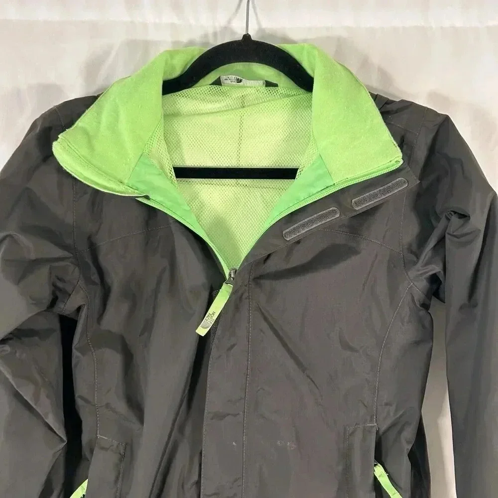 North Face Jacket Boys Medium Grey Full Zip Hooded Zip Pockets Mesh Lining